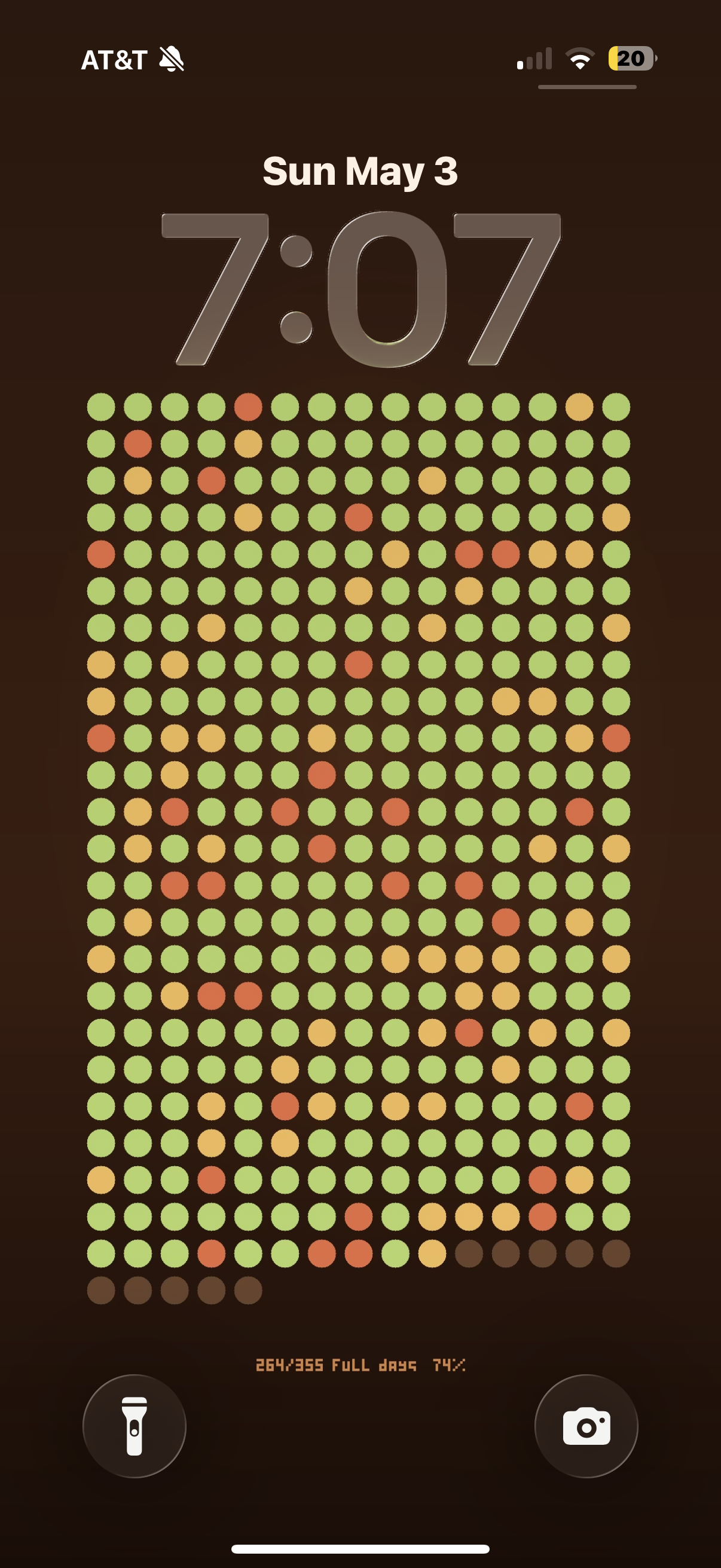 Daily Dots habit grid as an iPhone lock screen wallpaper